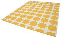 Geometric Duri Sarı Geometrik Pamuk Yün El Dokuma Halısı 252x300 Agacan