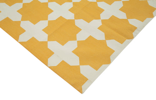Geometric Duri Sarı Geometrik Pamuk Yün El Dokuma Halısı 252x300 Agacan