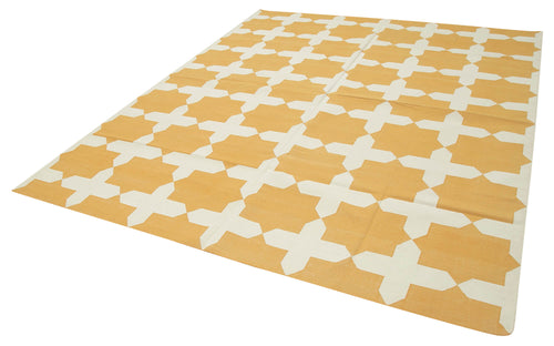 Geometric Duri Sarı Geometrik Pamuk Yün El Dokuma Halısı 240x292 Agacan