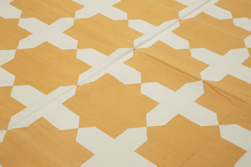 Geometric Duri Sarı Geometrik Pamuk Yün El Dokuma Halısı 240x292 Agacan