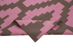 Geometric Duri Pembe Geometrik Pamuk Yün El Dokuma Halısı 245x300 Agacan