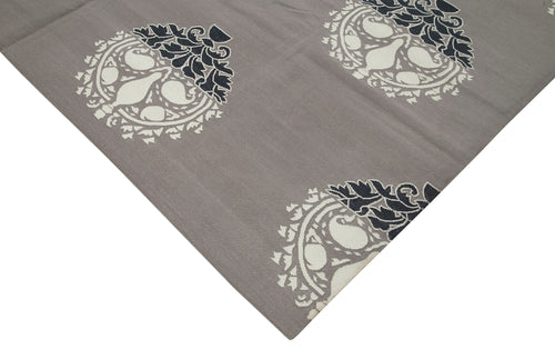 Geometric Duri Gri Geometrik Pamuk Yün El Dokuma Halısı 250x304 Agacan