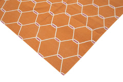 Geometric Duri Turuncu Geometrik Pamuk Yün El Dokuma Halısı 247x295 Agacan