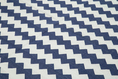 Geometric Duri Mavi Geometrik Pamuk Yün El Dokuma Halısı 240x292 Agacan