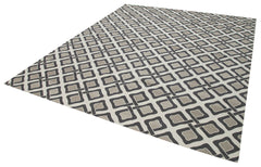 Geometric Duri Gri Geometrik Pamuk Yün El Dokuma Halısı 247x297 Agacan