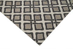 Geometric Duri Gri Geometrik Pamuk Yün El Dokuma Halısı 247x297 Agacan