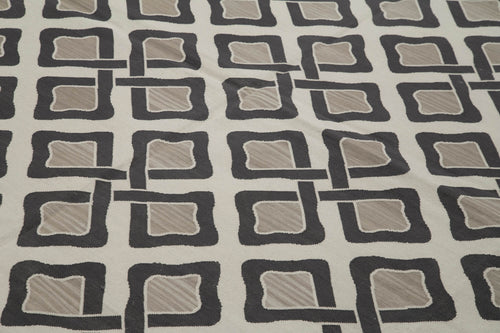 Geometric Duri Gri Geometrik Pamuk Yün El Dokuma Halısı 247x297 Agacan
