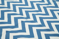 Geometric Duri Mavi Geometrik Pamuk Yün El Dokuma Halısı 242x297 Agacan