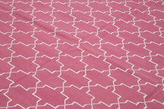 Geometric Duri Pembe Geometrik Pamuk Yün El Dokuma Halısı 247x297 Agacan