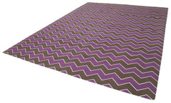 Geometric Duri Mor Geometrik Pamuk Yün El Dokuma Halısı 270x367 Agacan