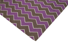 Geometric Duri Mor Geometrik Pamuk Yün El Dokuma Halısı 270x367 Agacan