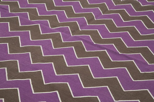 Geometric Duri Mor Geometrik Pamuk Yün El Dokuma Halısı 270x367 Agacan