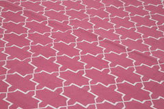 Geometric Duri Pembe Geometrik Pamuk Yün El Dokuma Halısı 277x362 Agacan