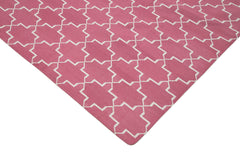Geometric Duri Pembe Geometrik Pamuk Yün El Dokuma Halısı 275x360 Agacan