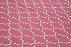 Geometric Duri Pembe Geometrik Pamuk Yün El Dokuma Halısı 275x360 Agacan