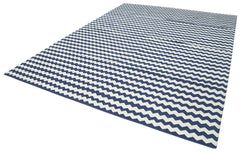 Geometric Duri Mavi Geometrik Pamuk Yün El Dokuma Halısı 272x360 Agacan