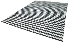 Geometric Duri Siyah Geometrik Pamuk Yün El Dokuma Halısı 270x360 Agacan