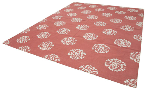 Geometric Duri Kırmızı Geometrik Pamuk Yün El Dokuma Halısı 278x353 Agacan
