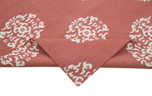Geometric Duri Kırmızı Geometrik Pamuk Yün El Dokuma Halısı 278x353 Agacan