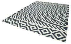 Geometric Duri Siyah Geometrik Pamuk Yün El Dokuma Halısı 278x362 Agacan