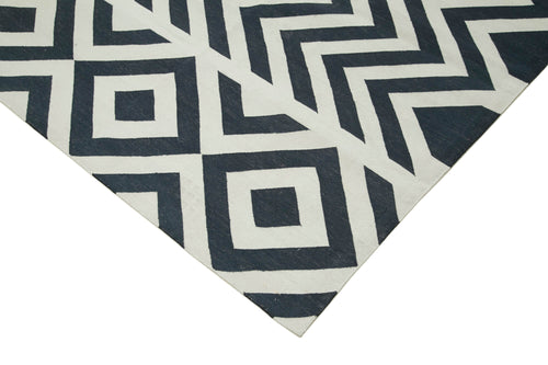 Geometric Duri Siyah Geometrik Pamuk Yün El Dokuma Halısı 278x362 Agacan