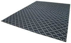 Geometric Duri Siyah Geometrik Pamuk Yün El Dokuma Halısı 278x361 Agacan