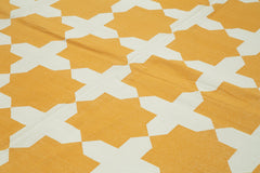 Geometric Duri Sarı Geometrik Pamuk Yün El Dokuma Halısı 280x357 Agacan