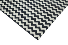 Geometric Duri Siyah Geometrik Pamuk Yün El Dokuma Halısı 275x369 Agacan