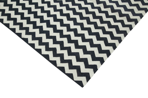 Geometric Duri Siyah Geometrik Pamuk Yün El Dokuma Halısı 275x369 Agacan