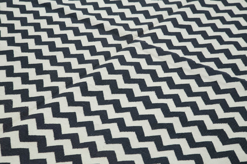 Geometric Duri Siyah Geometrik Pamuk Yün El Dokuma Halısı 275x369 Agacan