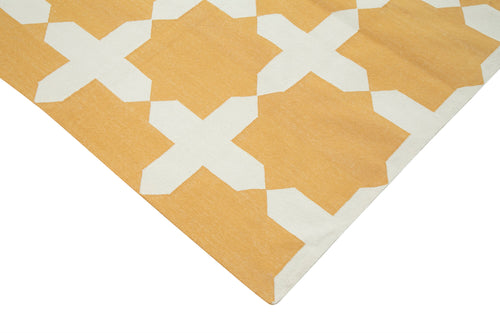 Geometric Duri Sarı Geometrik Pamuk Yün El Dokuma Halısı 283x358 Agacan
