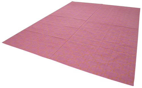 Geometric Duri Pembe Geometrik Pamuk Yün El Dokuma Halısı 276x357 Agacan