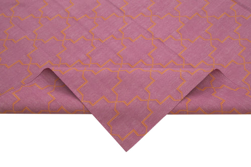 Geometric Duri Pembe Geometrik Pamuk Yün El Dokuma Halısı 276x357 Agacan