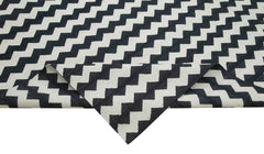 Geometric Duri Siyah Geometrik Pamuk Yün El Dokuma Halısı 273x356 Agacan
