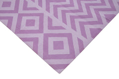 Geometric Duri Mor Geometrik Pamuk Yün El Dokuma Halısı 280x358 Agacan