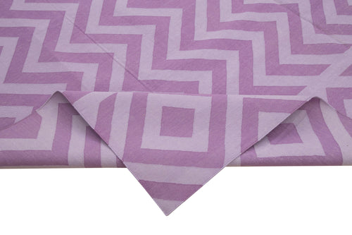 Geometric Duri Mor Geometrik Pamuk Yün El Dokuma Halısı 280x358 Agacan