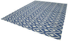 Geometric Duri Mavi Geometrik Pamuk Yün El Dokuma Halısı 282x364 Agacan