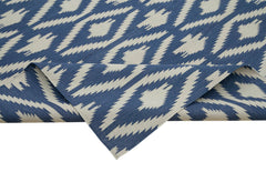 Geometric Duri Mavi Geometrik Pamuk Yün El Dokuma Halısı 282x364 Agacan
