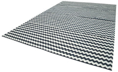 Geometric Duri Siyah Geometrik Pamuk Yün El Dokuma Halısı 306x423 Agacan