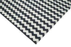 Geometric Duri Siyah Geometrik Pamuk Yün El Dokuma Halısı 306x423 Agacan