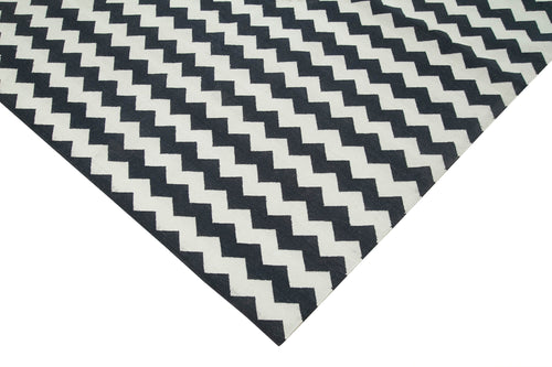 Geometric Duri Siyah Geometrik Pamuk Yün El Dokuma Halısı 306x423 Agacan
