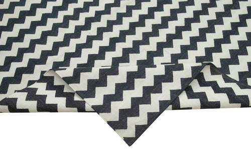 Geometric Duri Siyah Geometrik Pamuk Yün El Dokuma Halısı 306x423 Agacan