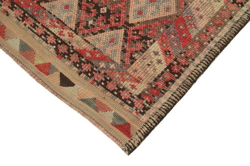Vintage Herki Bej Eskitme Pamuk Yün El Dokuma Halısı 90x417 Agacan