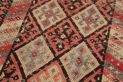 Vintage Herki Bej Eskitme Pamuk Yün El Dokuma Halısı 90x417 Agacan