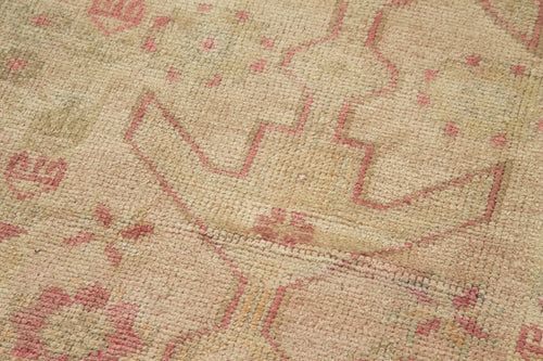 Vintage Herki Bej Eskitme Pamuk Yün El Dokuma Halısı 89x334 Agacan