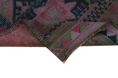 Vintage Herki Mor Eskitme Pamuk Yün El Dokuma Halısı 95x350 Agacan