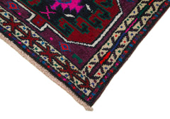 Vintage Herki Mor Eskitme Pamuk Yün El Dokuma Halısı 90x335 Agacan