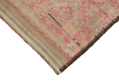 Vintage Herki Bej Eskitme Pamuk Yün El Dokuma Halısı 79x287 Agacan