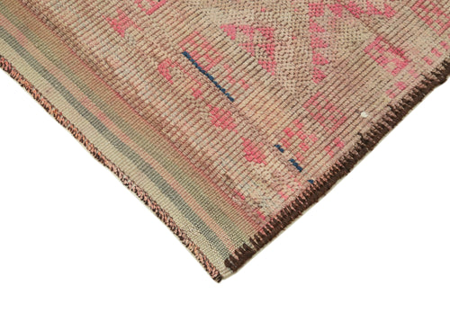 Vintage Herki Bej Eskitme Pamuk Yün El Dokuma Halısı 79x287 Agacan