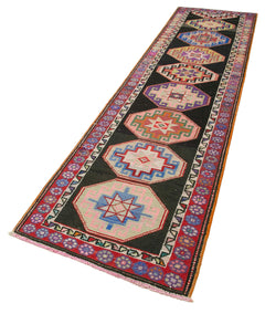 Vintage Herki Beyaz Eskitme Pamuk Yün El Dokuma Halısı 87x330 Agacan